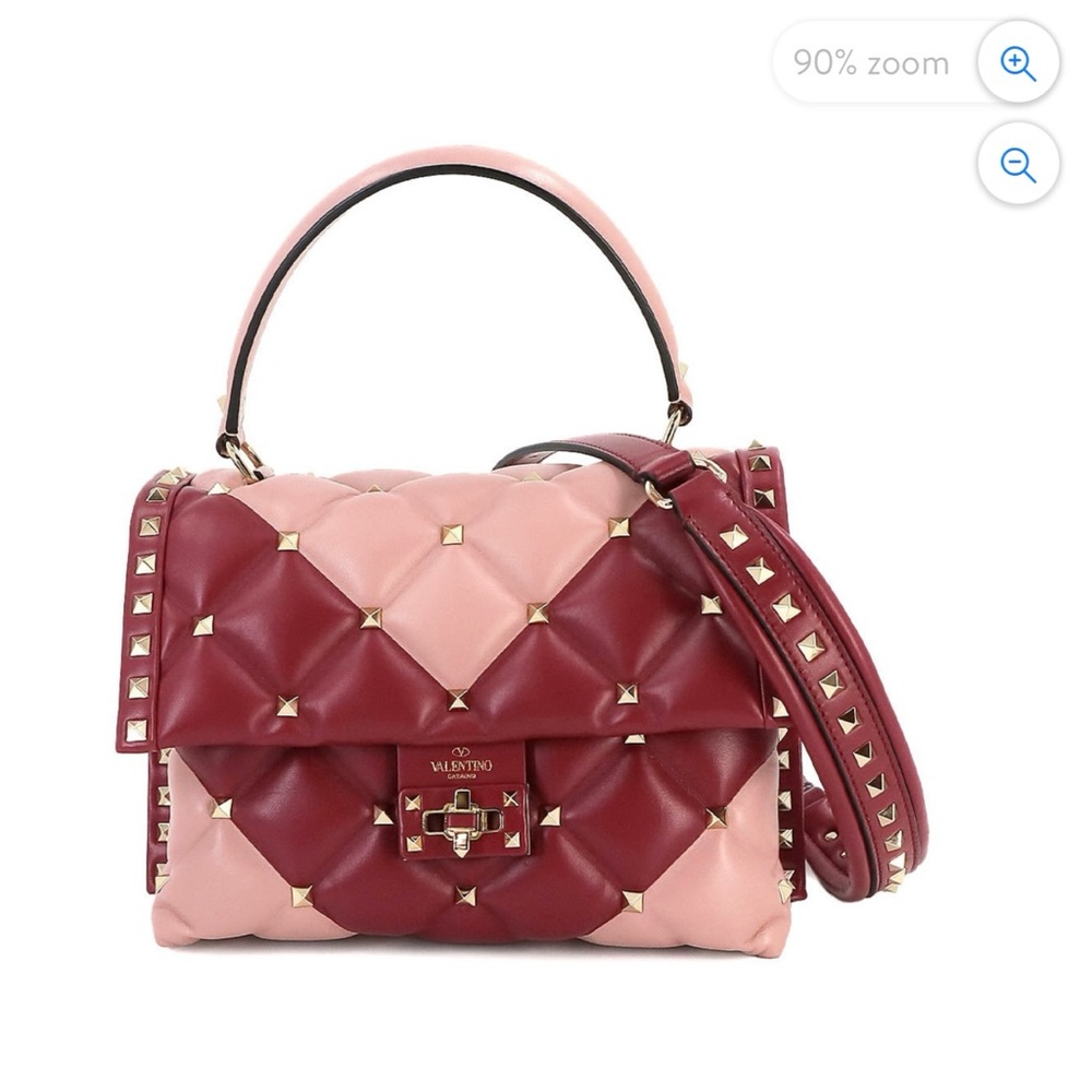 Valentino Garavani Candy Studs 2way Hand Shoulder Bag Leather Pink Red